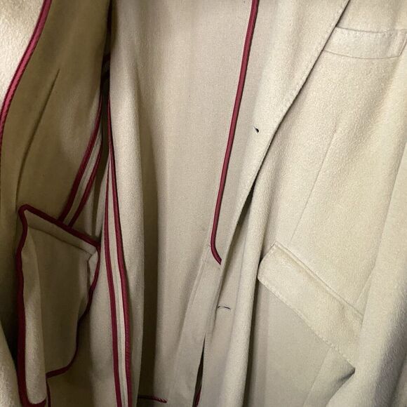 Wool Cashmere Trench Coat XL MEN TreVero Double Breasted Camel Tan Vintage - Picture 6 of 14